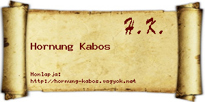 Hornung Kabos névjegykártya